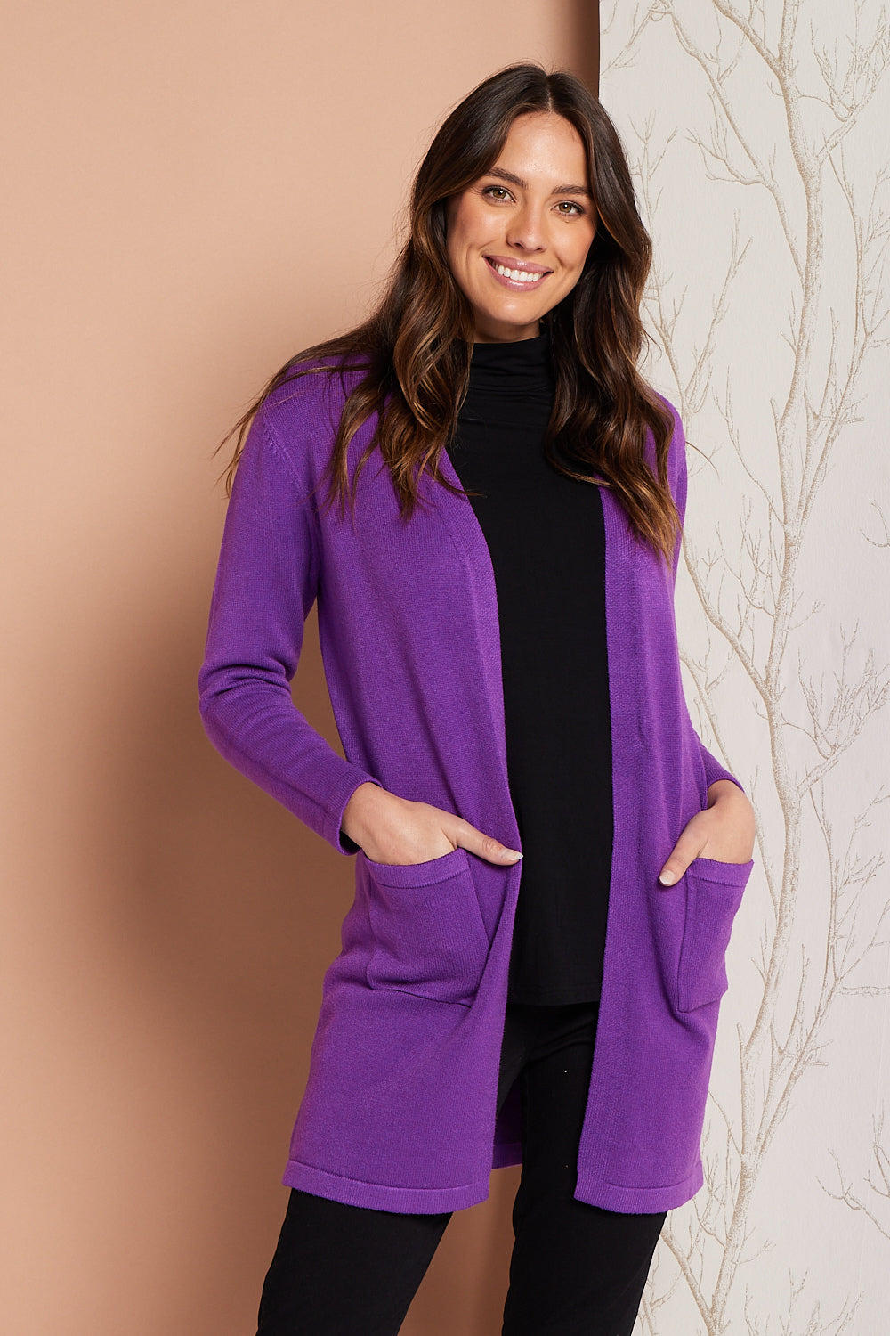 Mauve on sale long cardigan