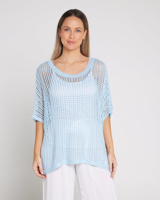 Salma Summer Cotton Knit - Sky Blue
