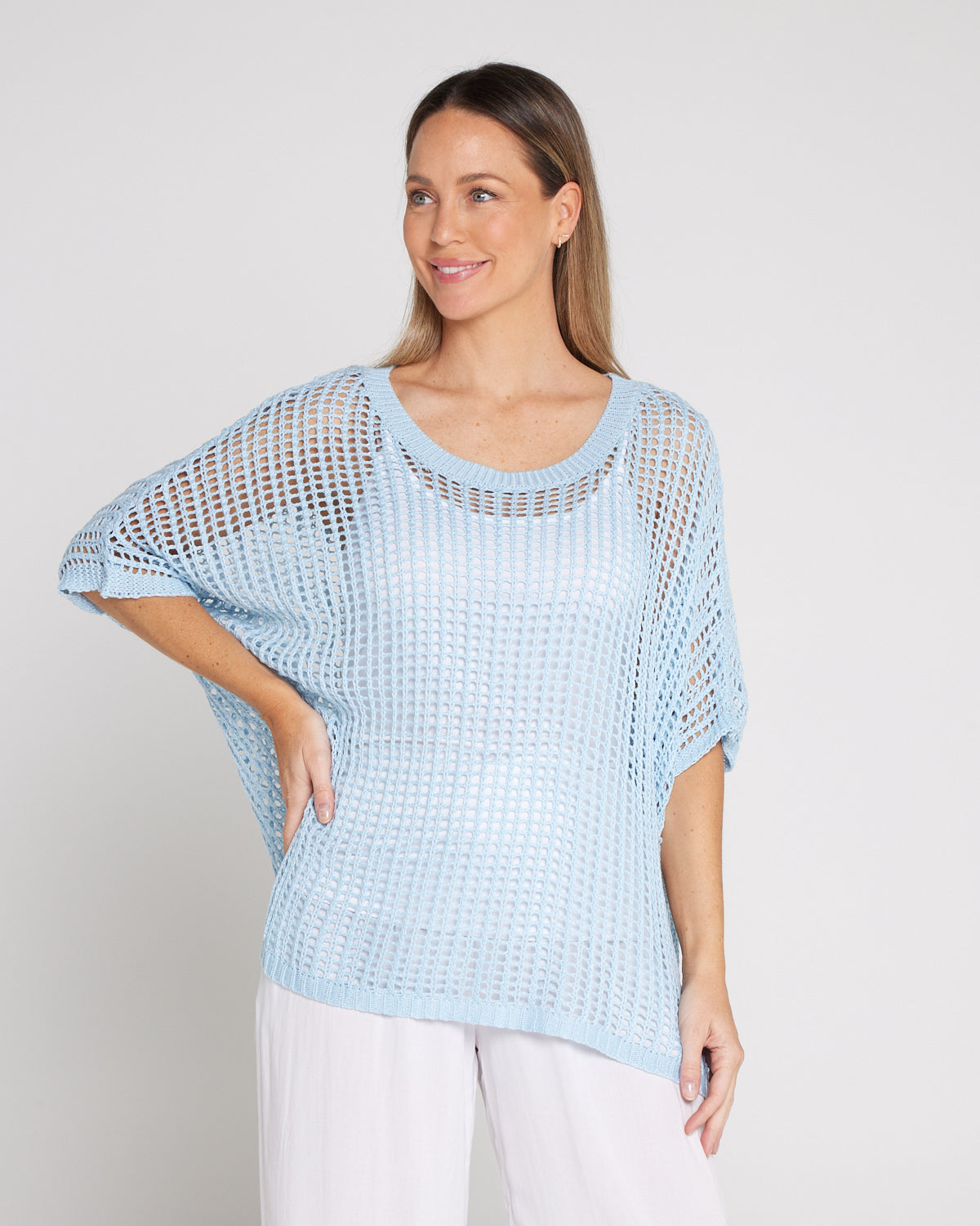 Salma Summer Cotton Knit - Sky Blue