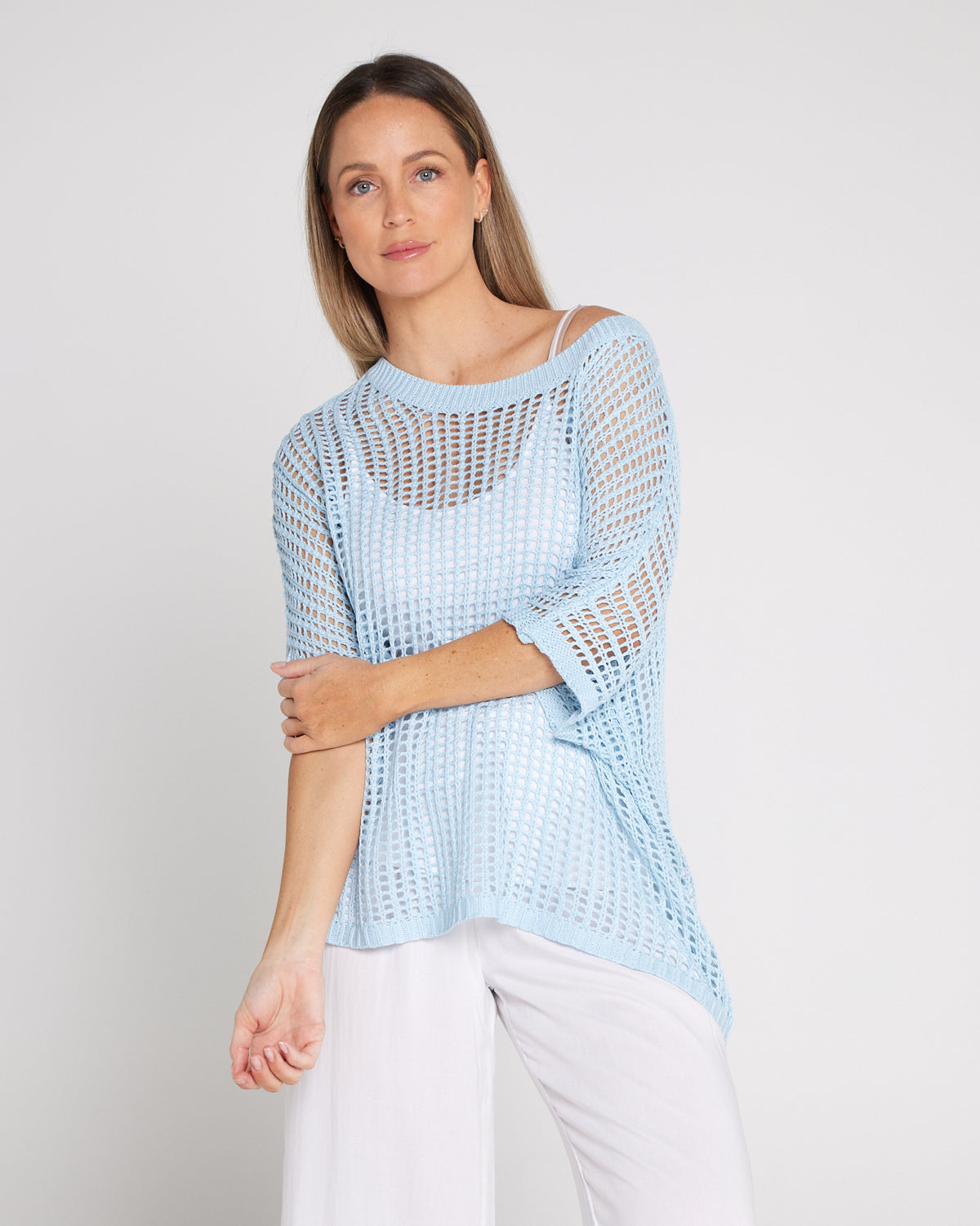 Salma Summer Cotton Knit - Sky Blue