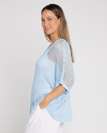 Salma Summer Cotton Knit - Sky Blue