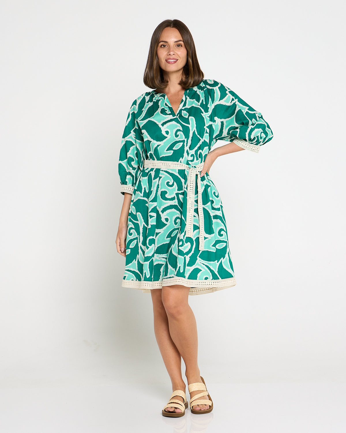 Santiago Tunic Shirt Dress - Teal/Jade Swirl