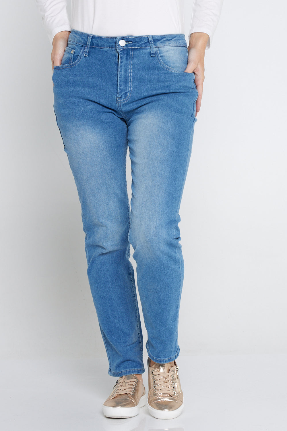 Savannah Cotton Jeans - Mid Denim