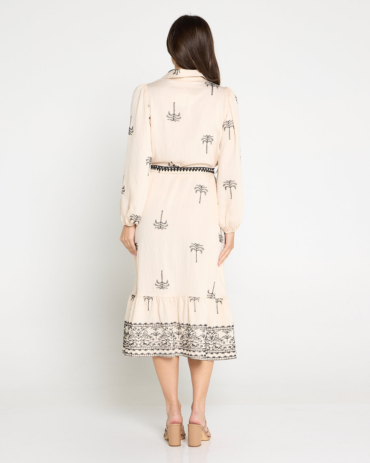 Selene Embroidered Dress - Cream/Black