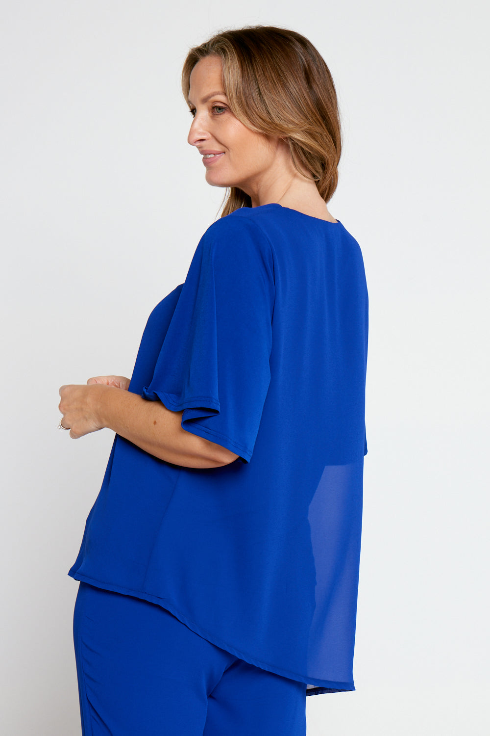 Royal blue chiffon sales top