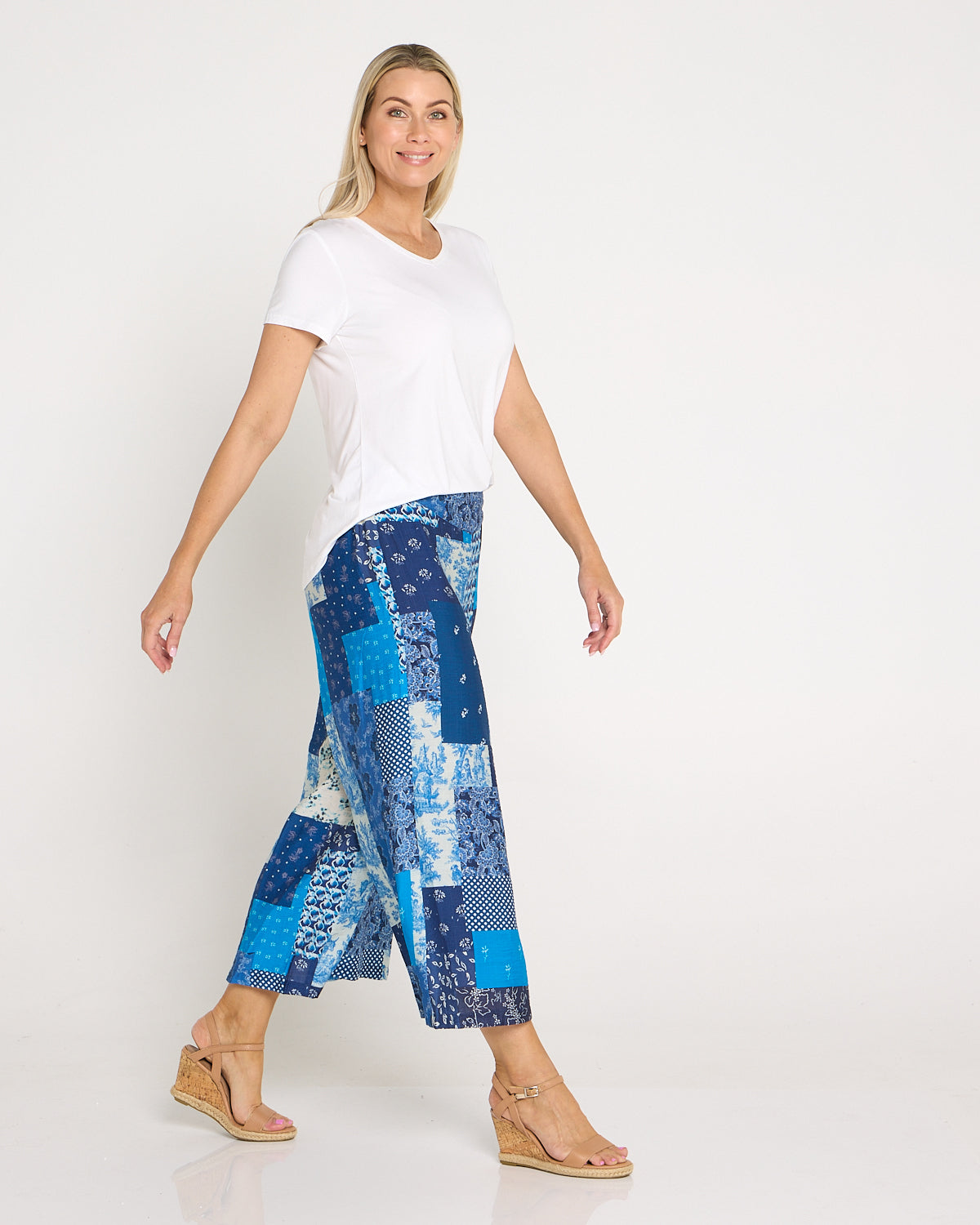 Shanti Pants - Electric Blue Patchwork