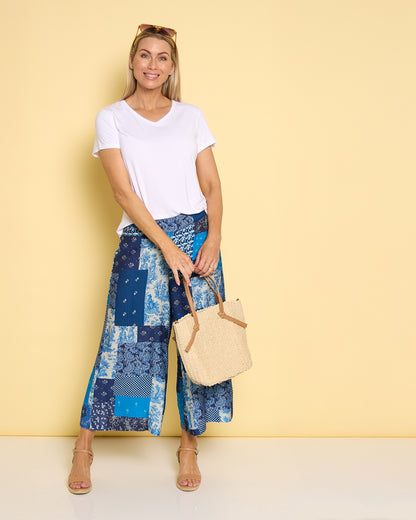 Shanti Pants - Electric Blue Patchwork