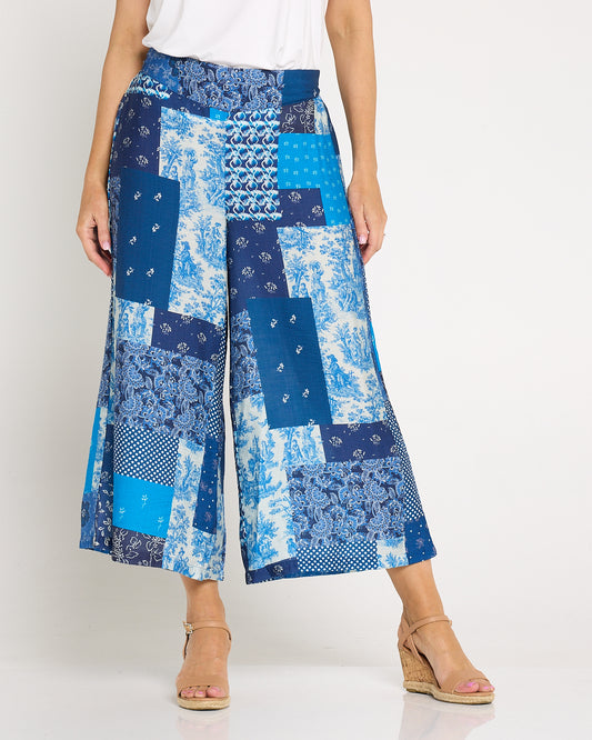 Shanti Pants - Electric Blue Patchwork