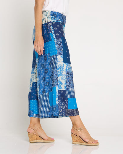 Shanti Pants - Electric Blue Patchwork
