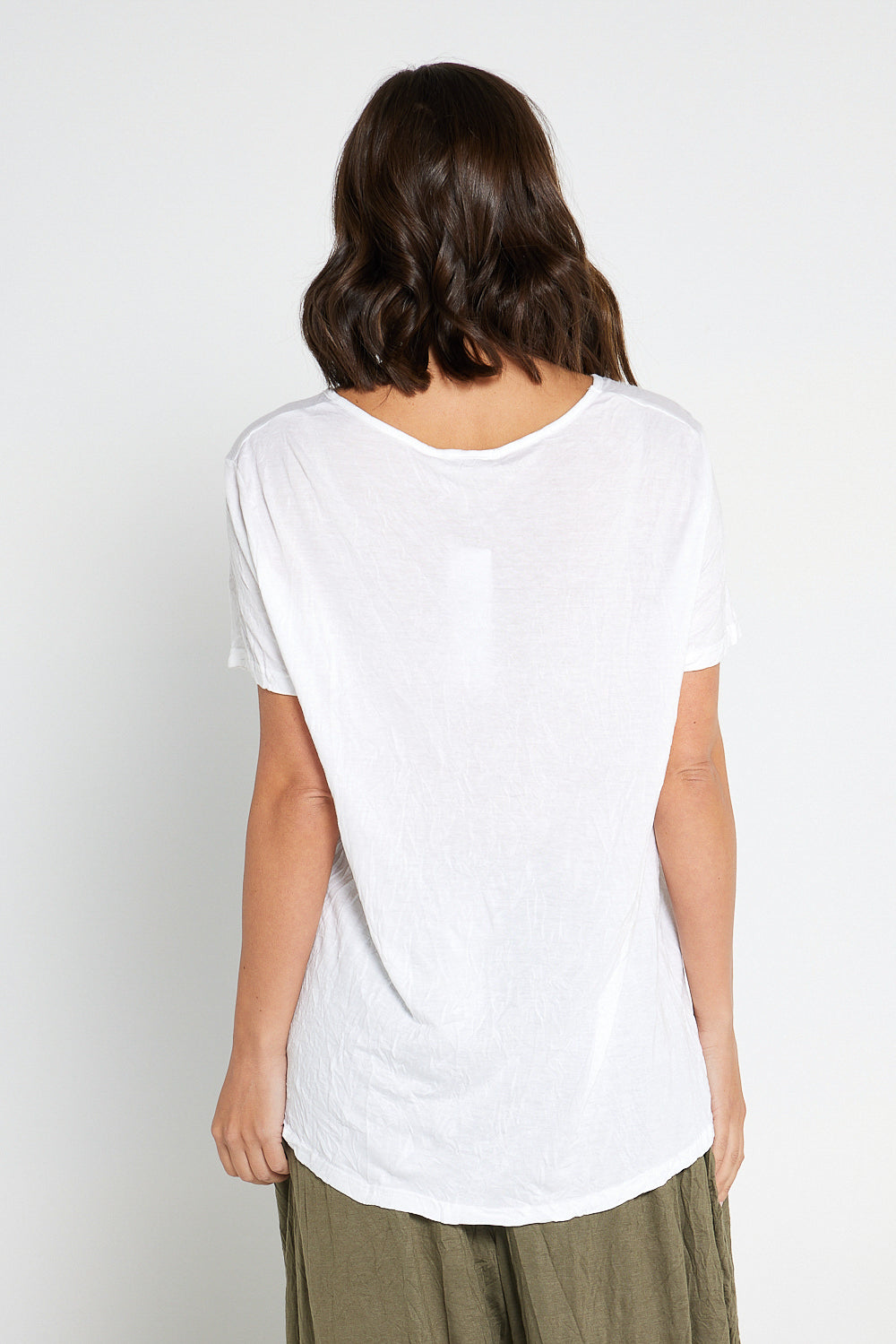 Shayla Crinkle Cotton Tee - White