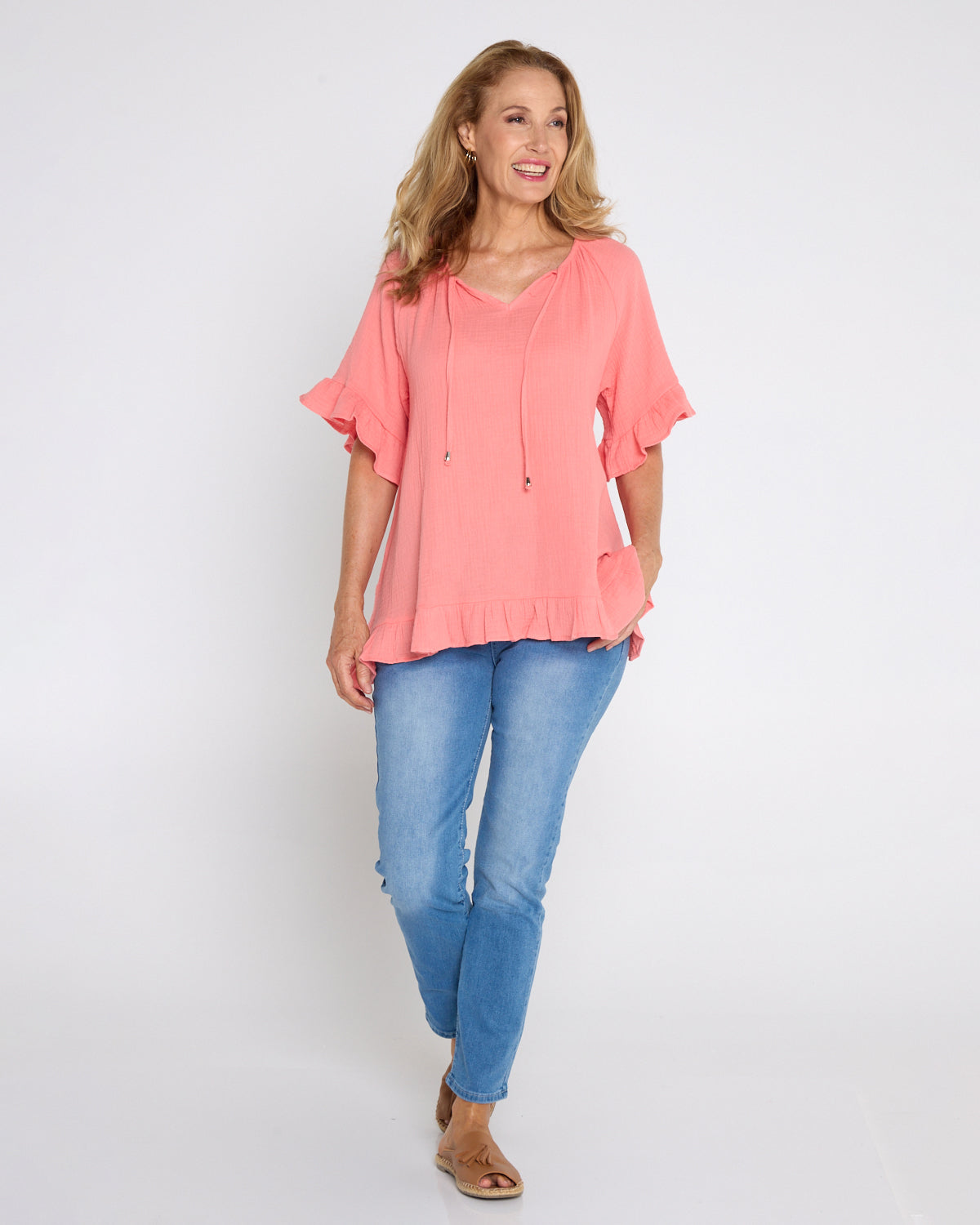 Shaylee Muslin Top - Coral