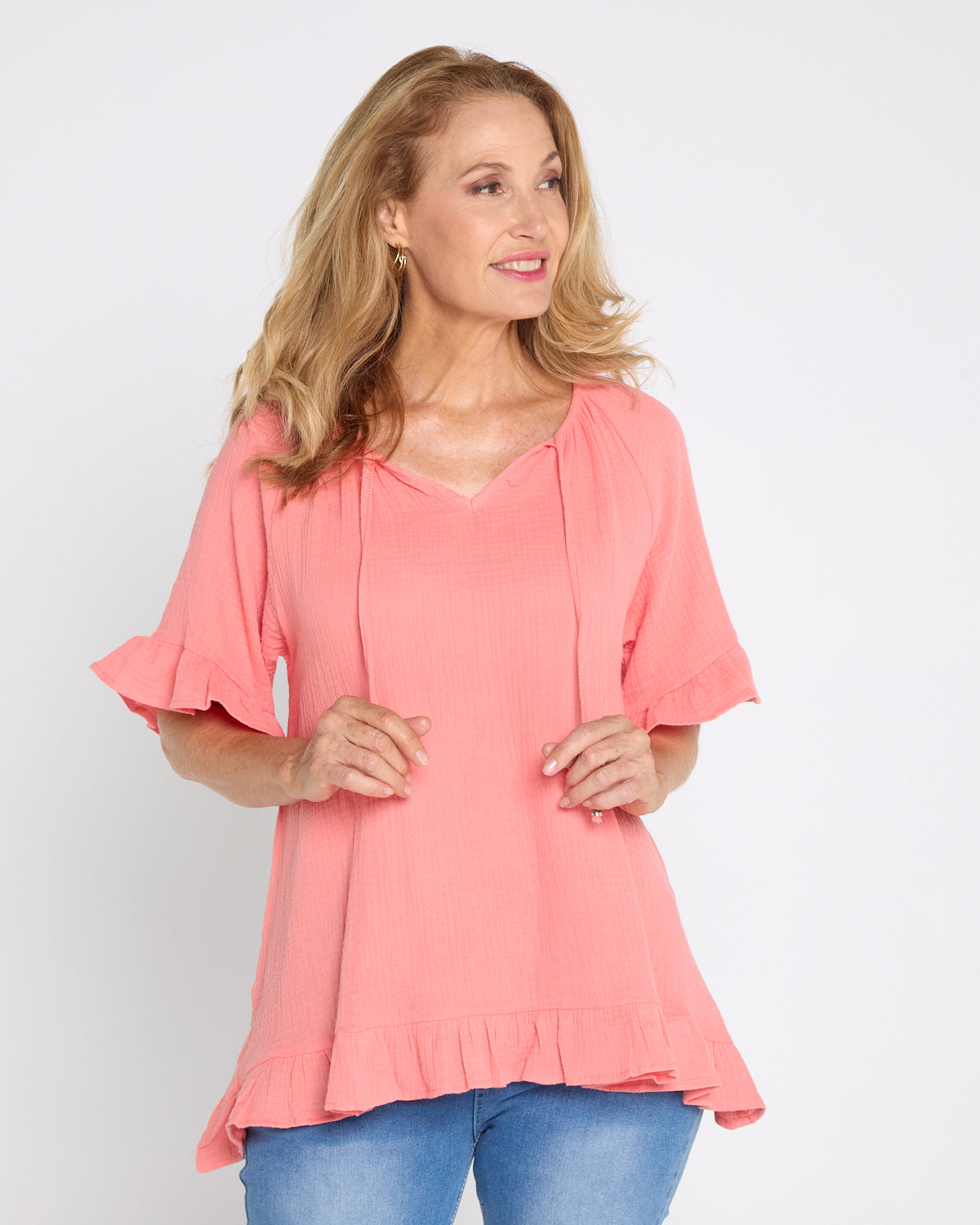 Shaylee Muslin Top - Coral