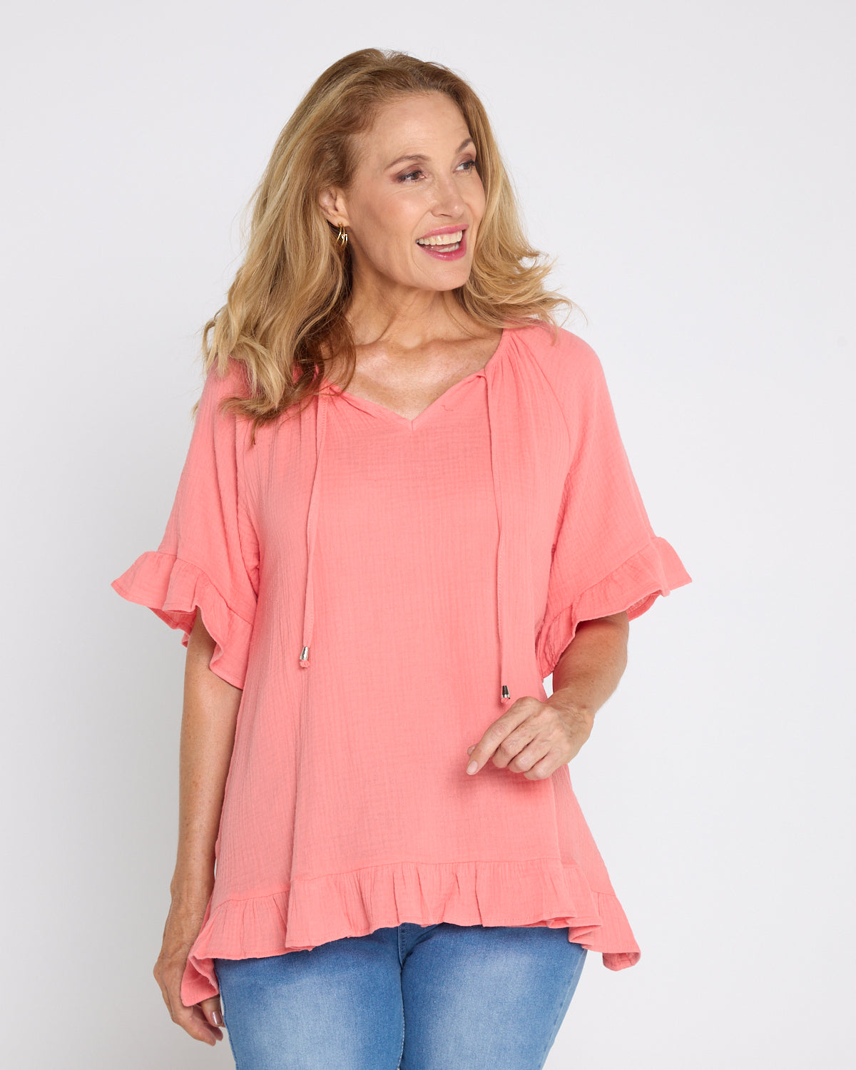 Shaylee Muslin Top - Coral