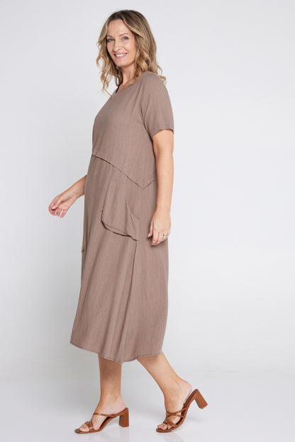 Shona Cotton & Linen Dress - Mocha