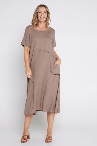 Shona Cotton & Linen Dress - Mocha