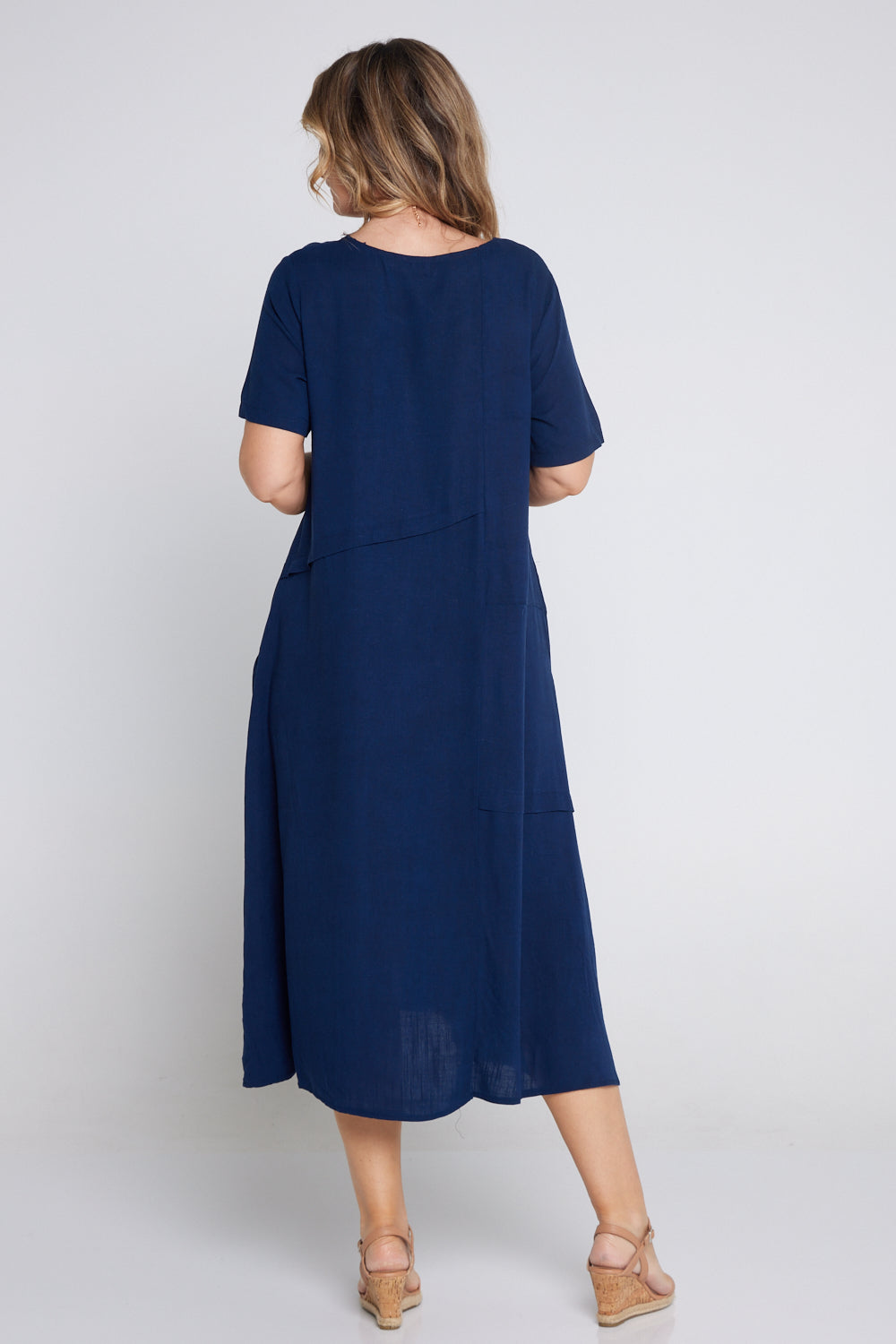 Shona Cotton & Linen Dress - Navy