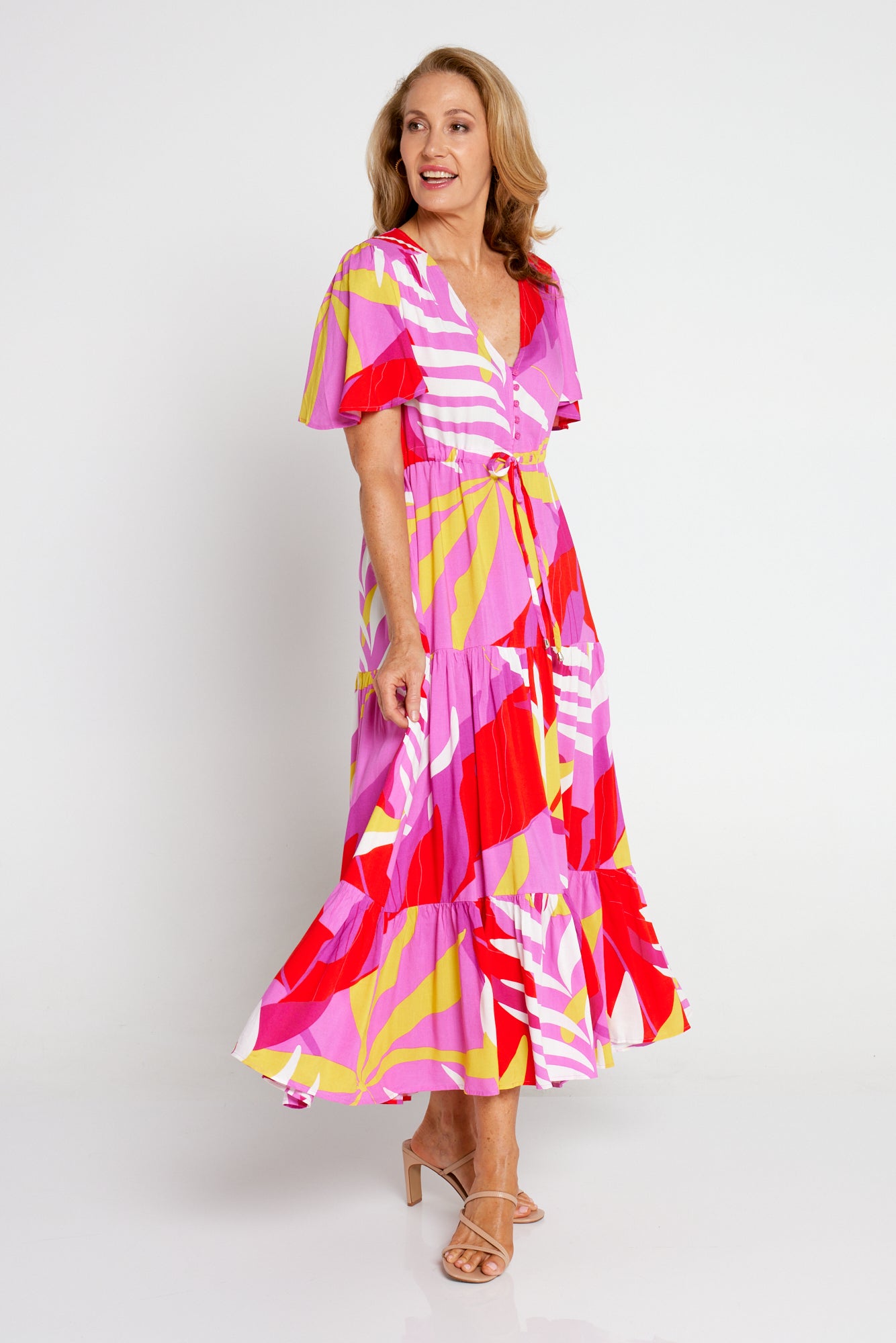 Soraya Maxi Dress - Hot Pink Tropical