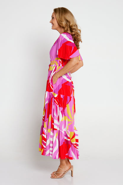 Soraya Maxi Dress - Hot Pink Tropical