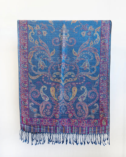 Sitar Reversible Scarf - Lapis Paisley