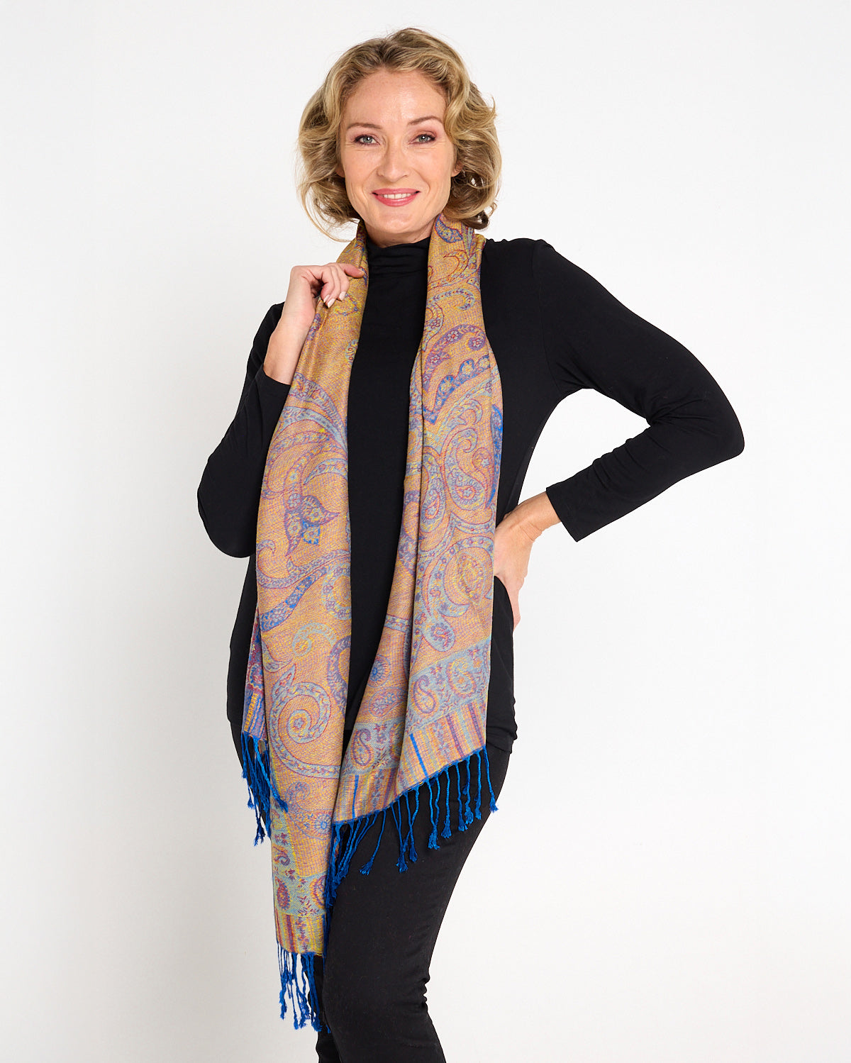 Sitar Reversible Scarf - Lapis Paisley