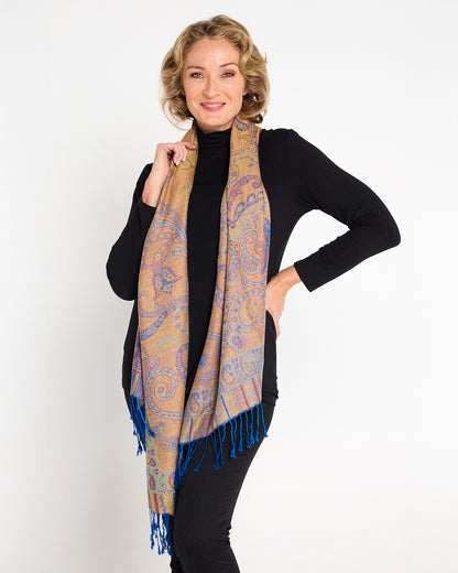 Sitar Reversible Scarf - Lapis Paisley