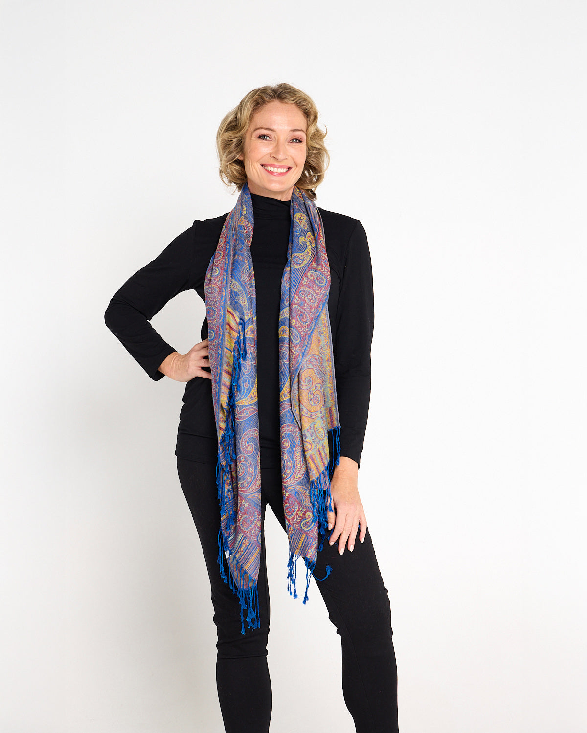 Sitar Reversible Scarf - Lapis Paisley