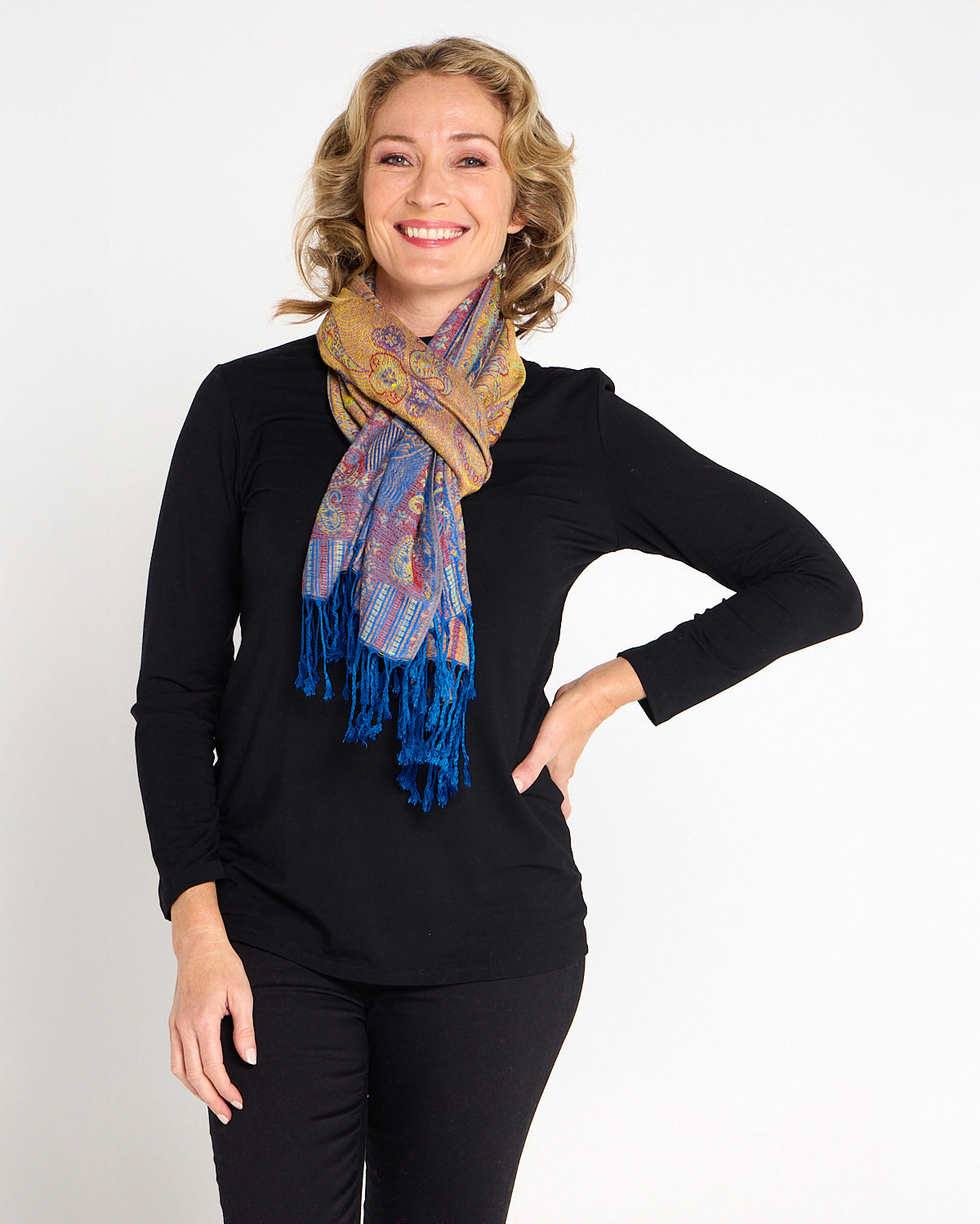 Sitar Reversible Scarf - Lapis Paisley