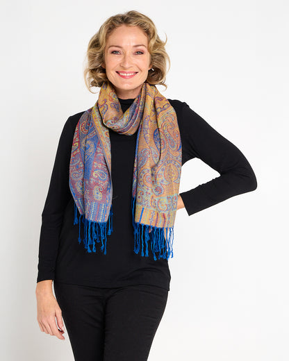 Sitar Reversible Scarf - Lapis Paisley