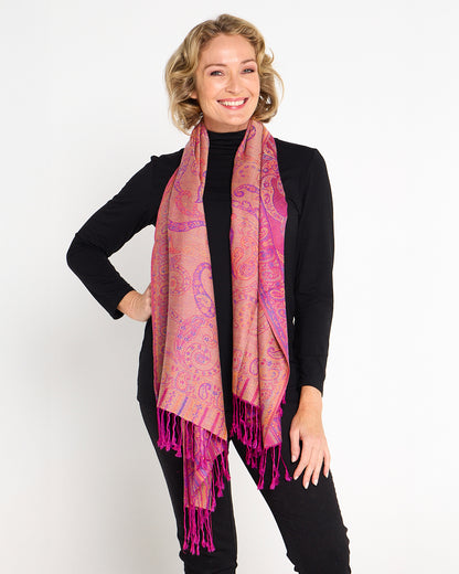 Sitar Reversible Scarf - Azalea Paisley