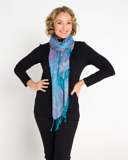 Sitar Reversible Scarf - Opal Mandala