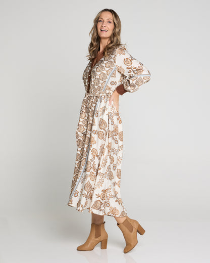 Skylar Dress - Cocoa Jacobean