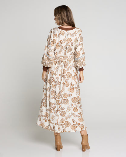 Skylar Dress - Cocoa Jacobean