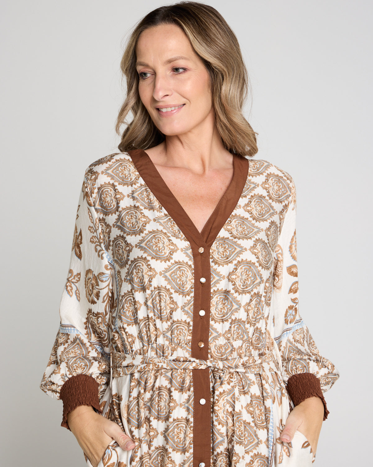 Skylar Dress - Cocoa Jacobean