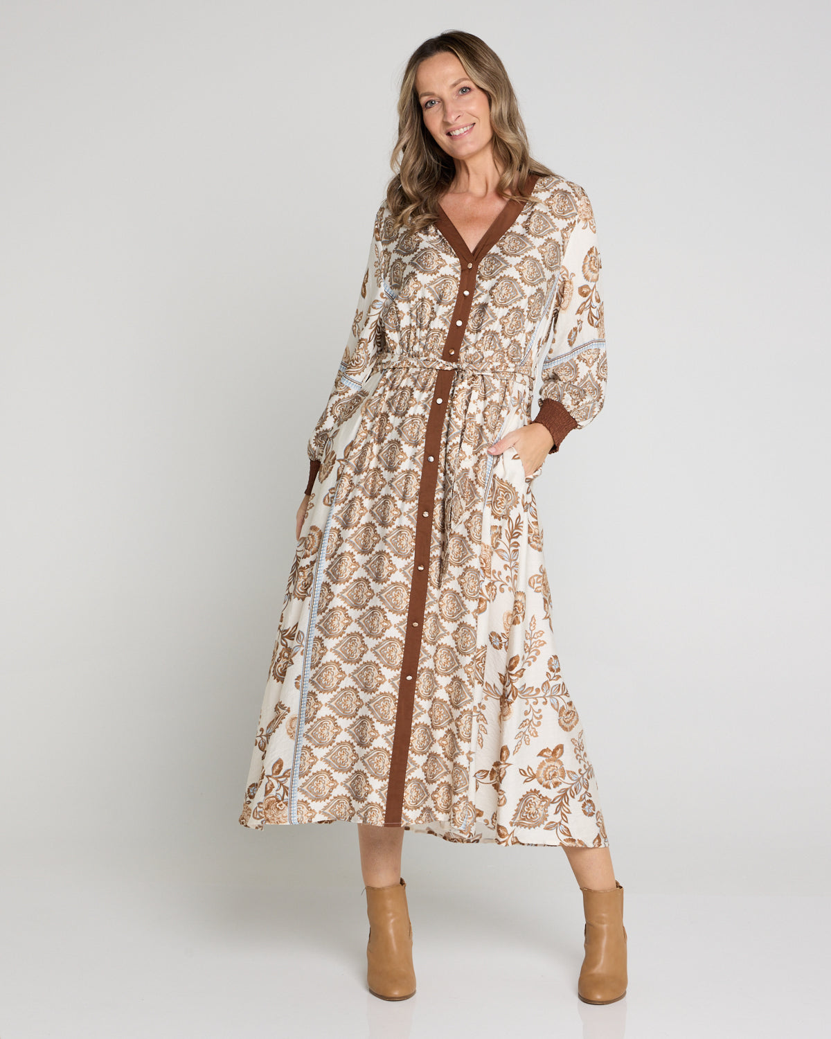 Skylar Dress - Cocoa Jacobean