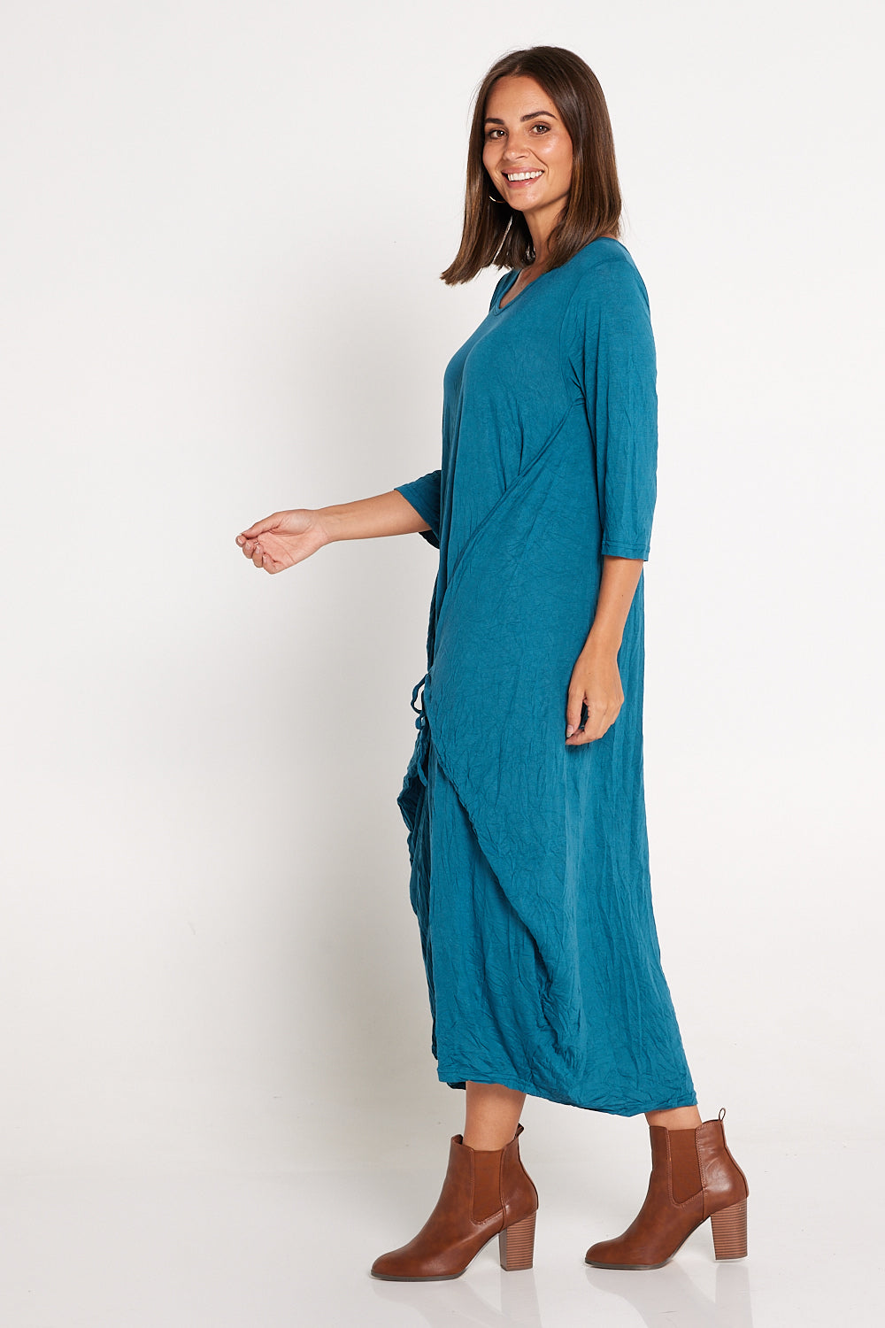 Sleeved Zoe Dress - Teal