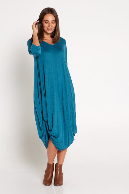 Sleeved Zoe Dress - Teal