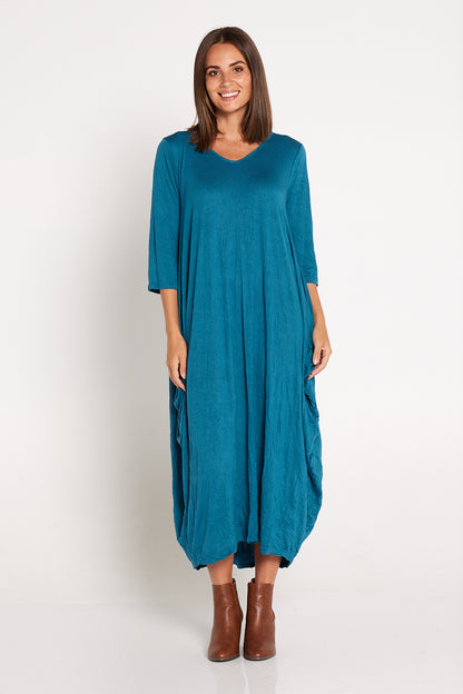 Sleeved Zoe Dress - Teal