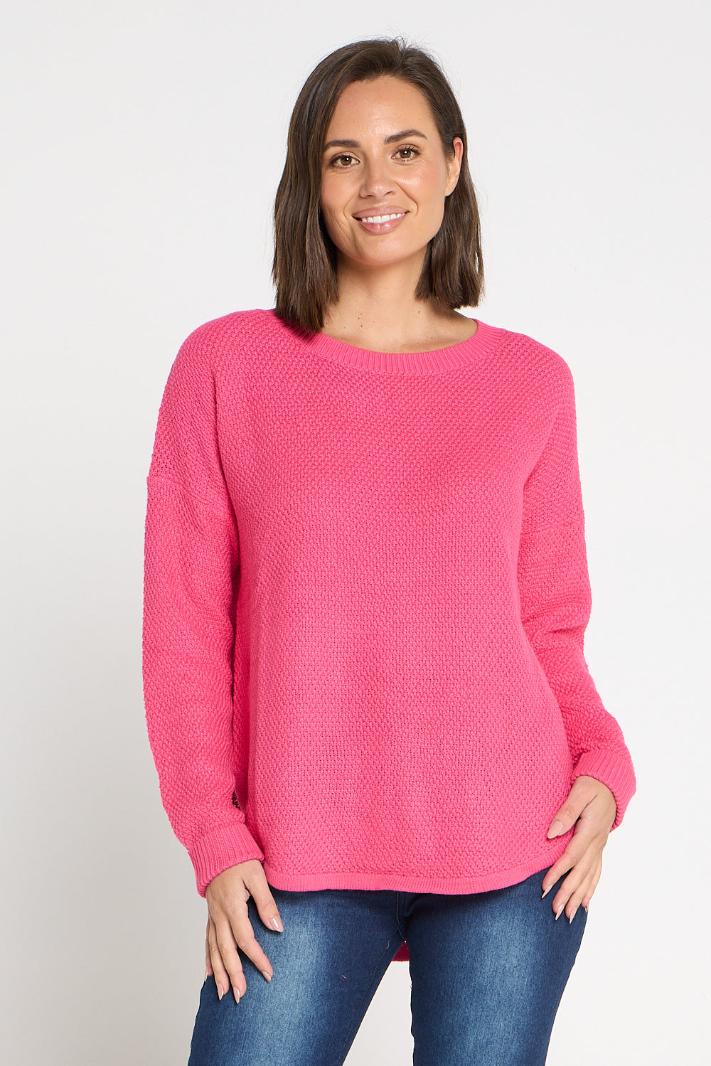 Brenda Waffle Knit - Hot Pink | Winter Knits for Mature Women – TULIO ...