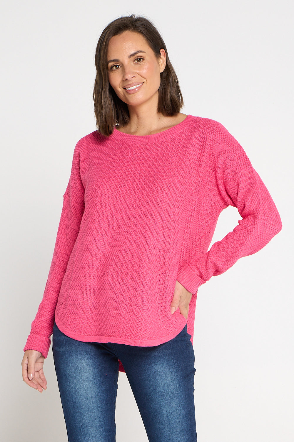 Brenda Waffle Knit - Hot Pink