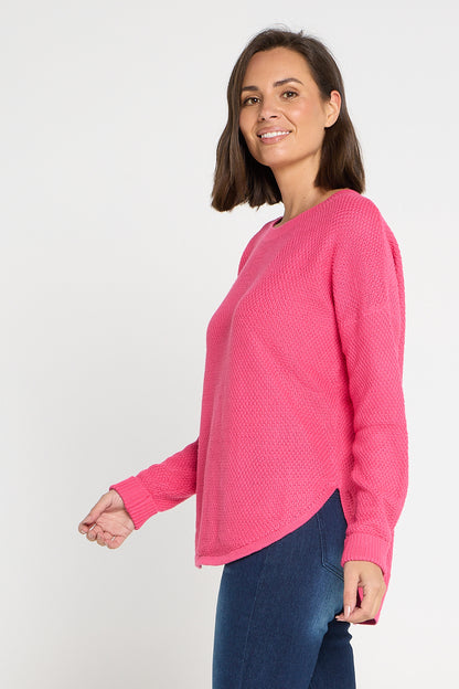 Brenda Waffle Knit - Hot Pink