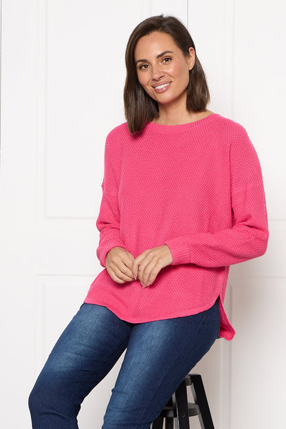 Brenda Waffle Knit - Hot Pink