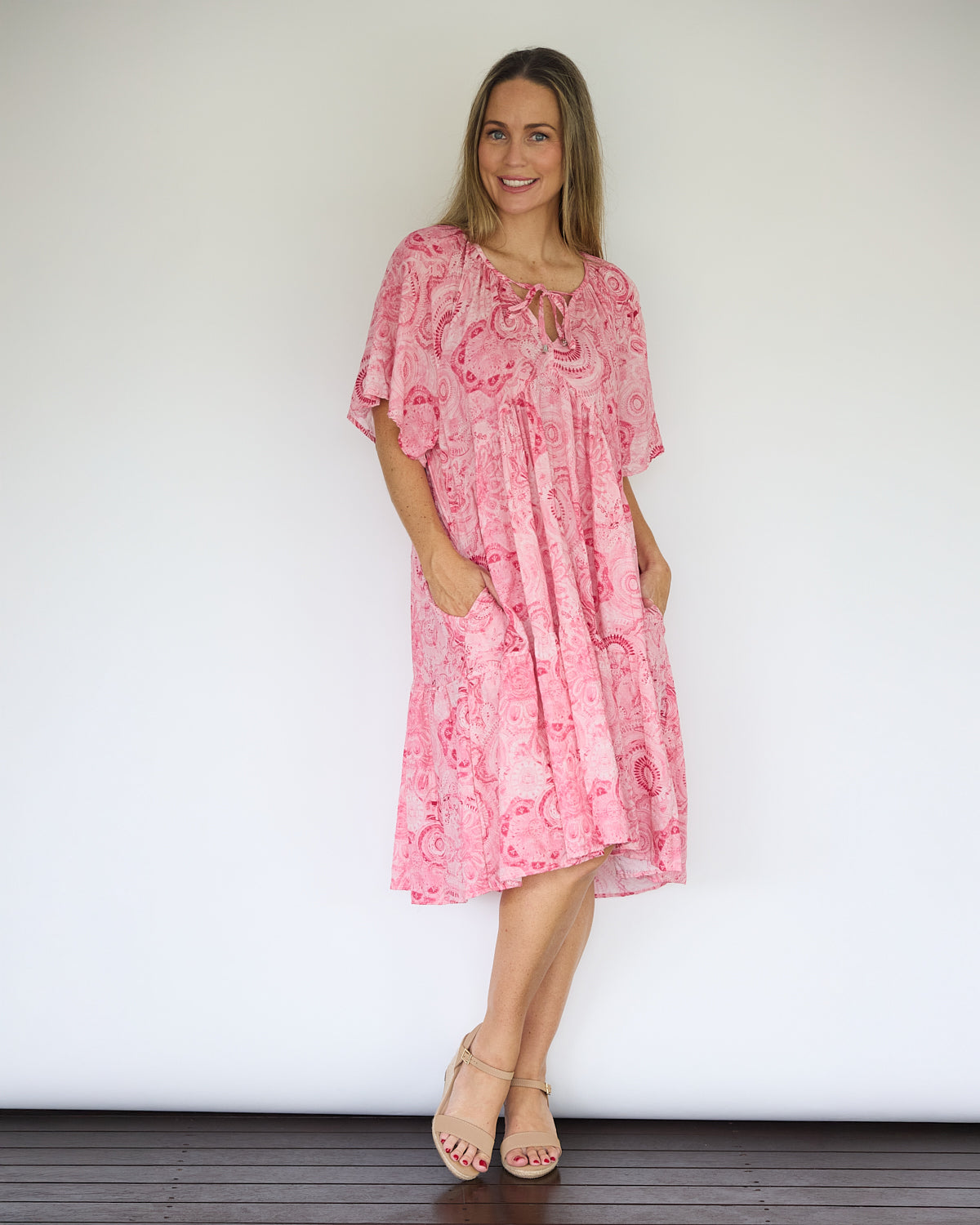 Mala Cotton Dress - Pink Mandala