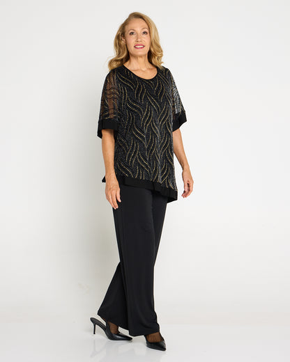 Sparkle Cape Top - Black/Gold