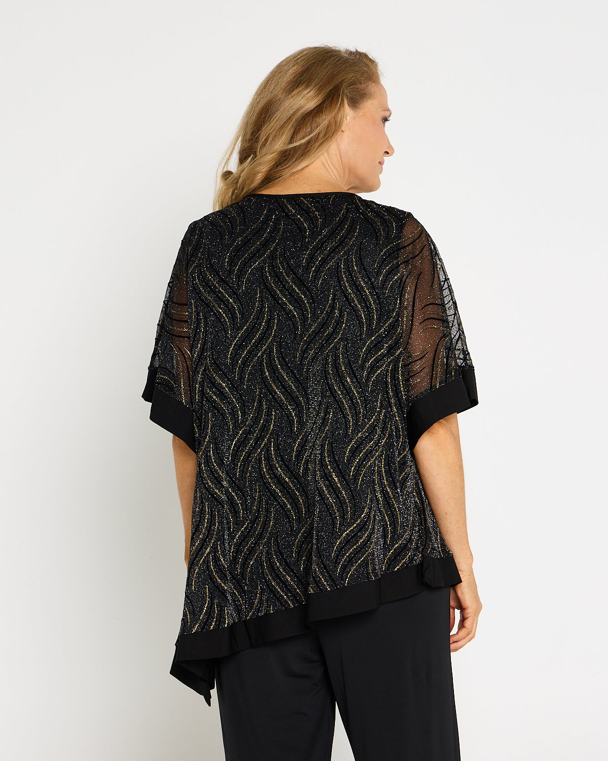Sparkle Cape Top - Black/Gold