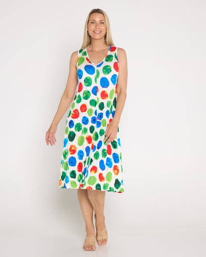Stella Sleeveless Print Dress - Rainbow Spot
