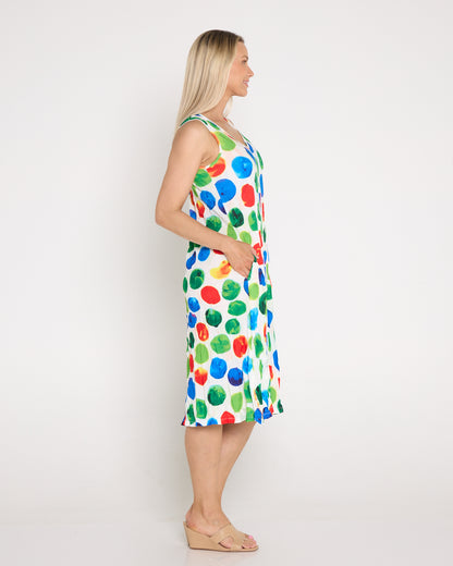 Stella Sleeveless Print Dress - Rainbow Spot