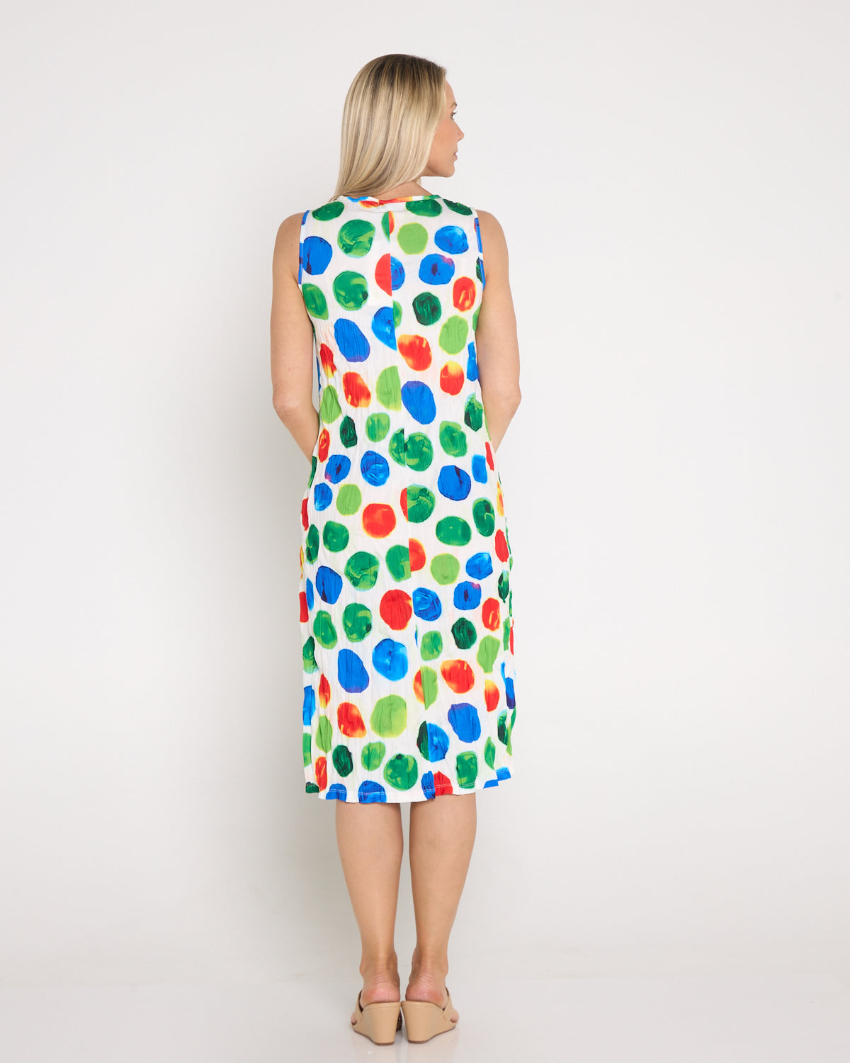 Stella Sleeveless Print Dress - Rainbow Spot
