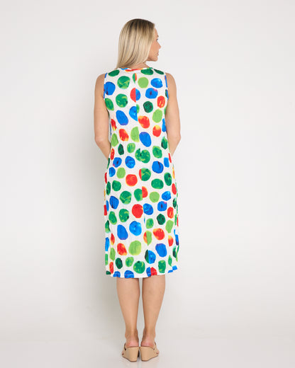 Stella Sleeveless Print Dress - Rainbow Spot