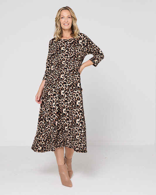 Adele Midi Dress - Leopard Print