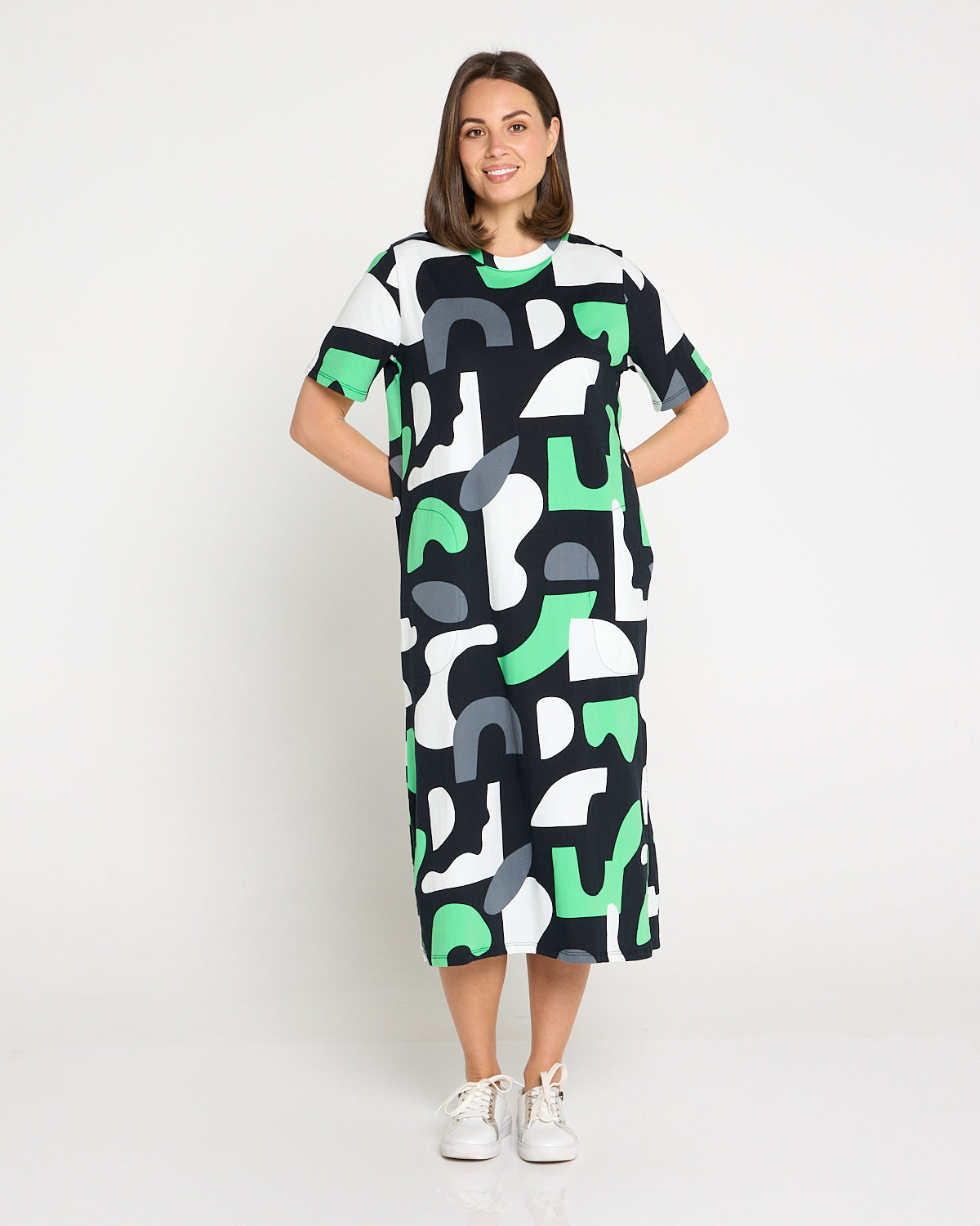 Stijl Cotton Tee Dress - Abstract Yardage Print